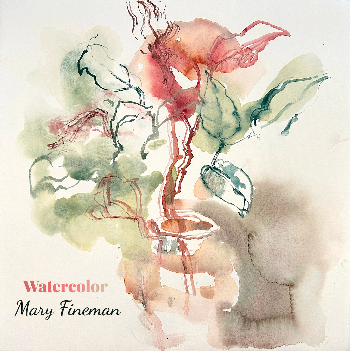 Watercolor album cover, a watercolor painting of a flowering plant